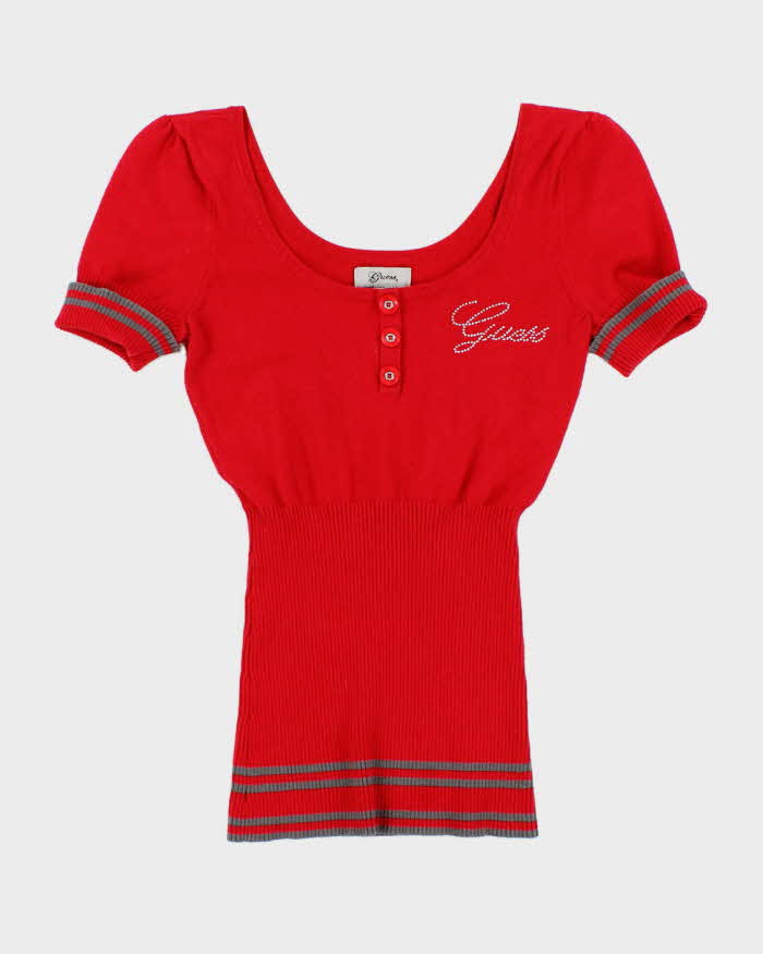 Women's Vintage Guess Rhinestoned Top - XXS