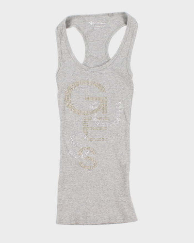 Women's Vintage Rhinestone Guess Tank Top - XS