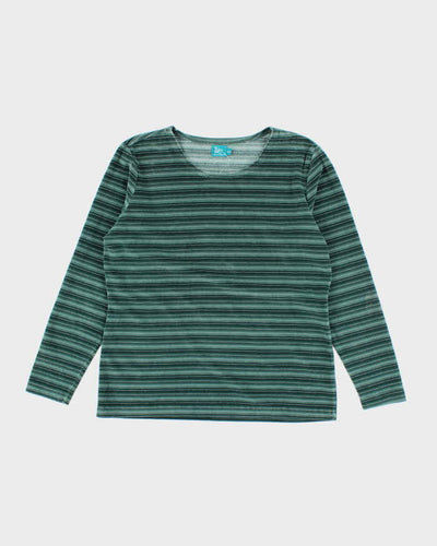Men's Vintage 90s Velour Striped Top - M