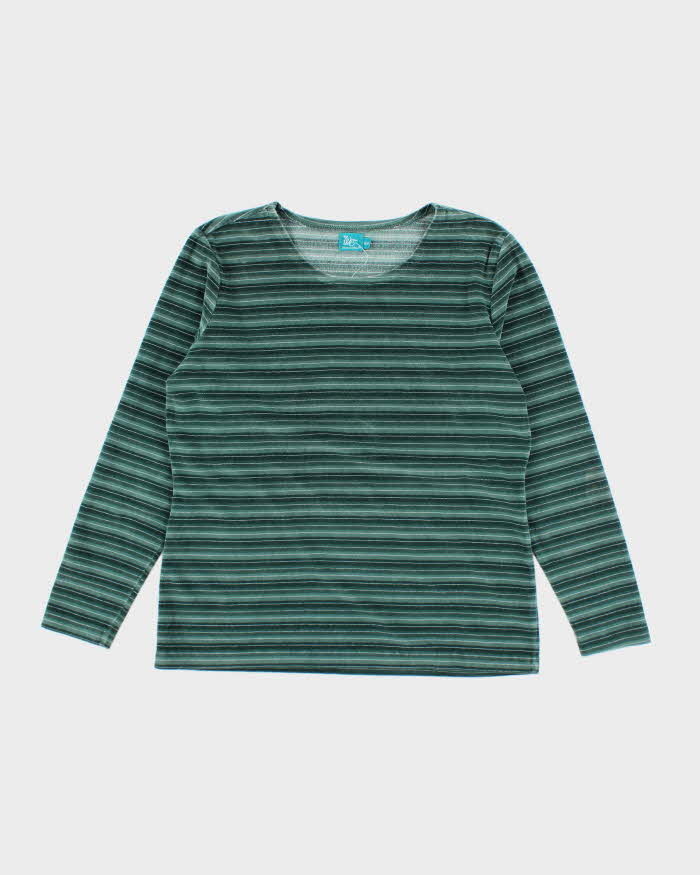 Men's Vintage 90s Velour Striped Top - M