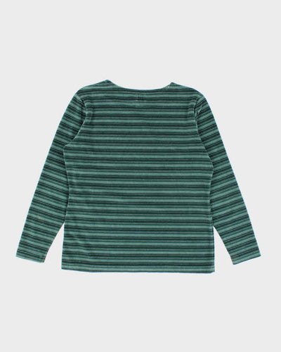 Men's Vintage 90s Velour Striped Top - M