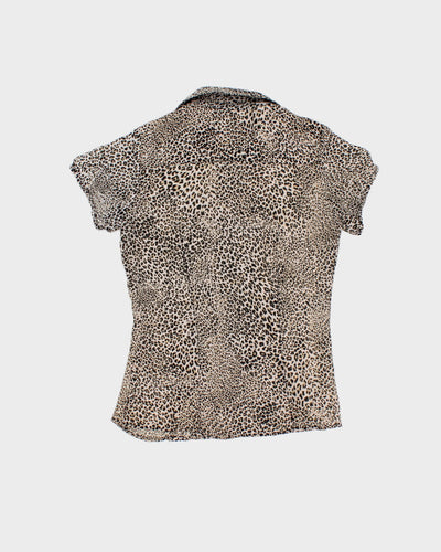 Women's Vintage 90s Cheetah Print Blouse - XS