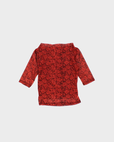 90s/Y2K Cowl Neck Red Floral Top - S