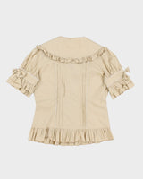 Vintage 90s Darling Beige Ruffled Blouse - S