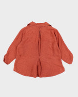 Uru Burnt Orange Silk Floral Textured Blouse - L