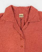 Uru Burnt Orange Silk Floral Textured Blouse - L