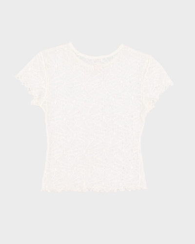 Vintage 90s Tua White Laced Spiderweb Baby Tee - XS/S