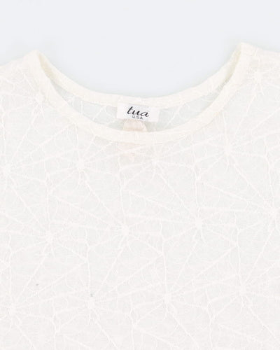 Vintage 90s Tua White Laced Spiderweb Baby Tee - XS/S