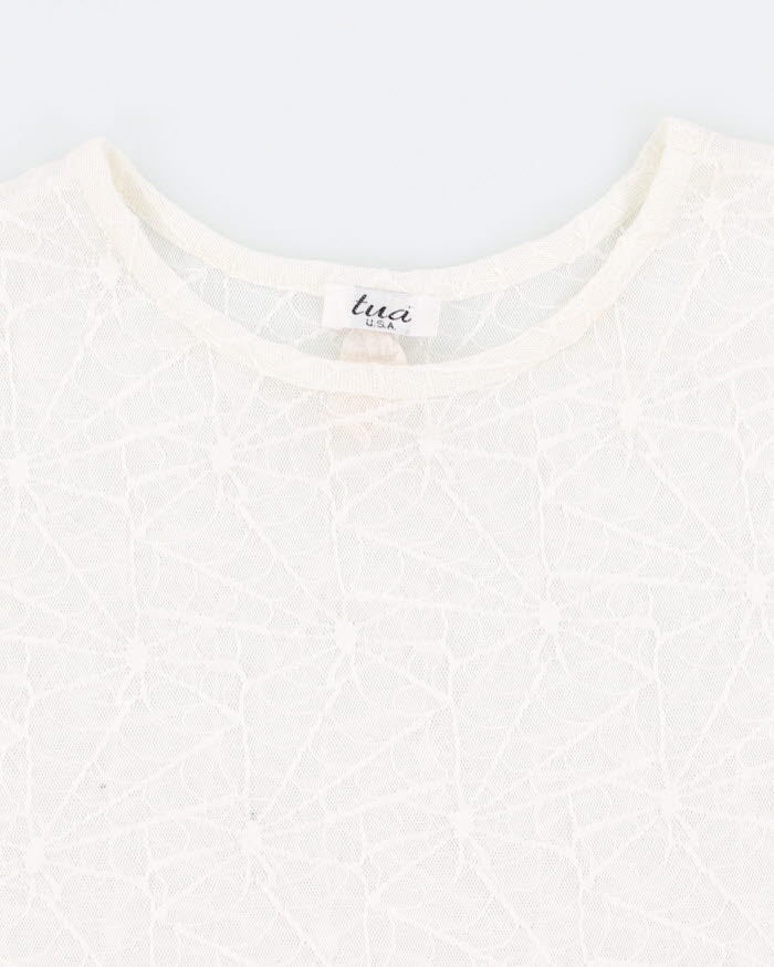 Vintage 90s Tua White Laced Spiderweb Baby Tee - XS/S