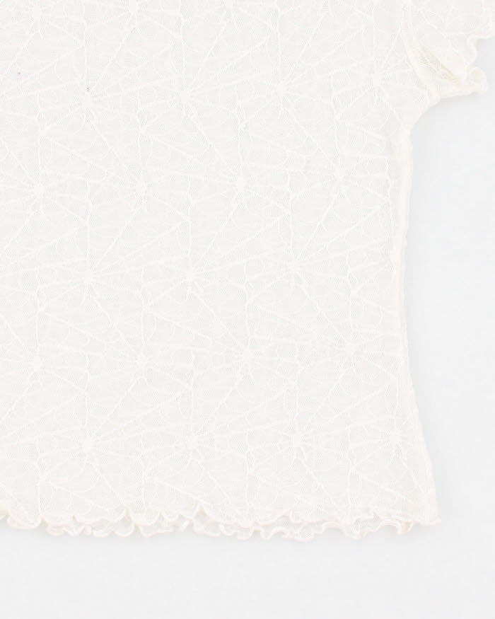 Vintage 90s Tua White Laced Spiderweb Baby Tee - XS/S