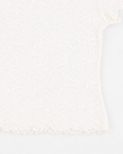 Vintage 90s Tua White Laced Spiderweb Baby Tee - XS/S