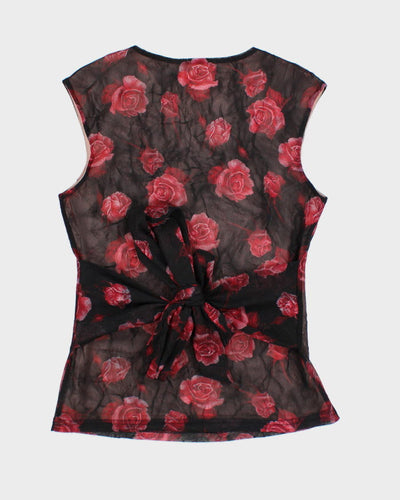Vintage 90s/00s Tension Rose Patterned Mesh Blouse - XS