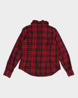 00s Lauren Ralph Lauren Plaid Frilled Blouse - S
