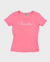 Y2k 00s Benetton Women's Pink T-shirt - S
