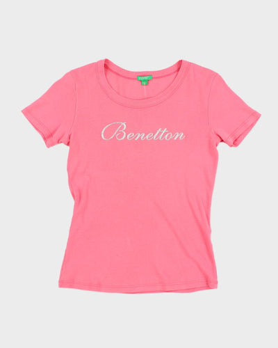 Y2k 00s Benetton Women's Pink T-shirt - S
