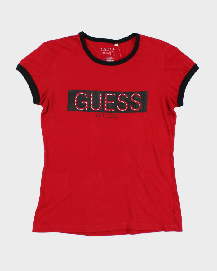 Y2k 00s Guess Womens Red T-shirt - XL