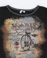 Y2k 00s Susan Lawrence Long Sleeve Paris T-shirt - XL