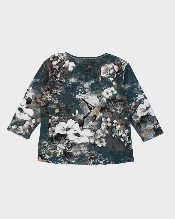 Y2k 00s Jess And Jane Floral Pattern Long Sleeve T-shirt - S