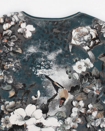 Y2k 00s Jess And Jane Floral Pattern Long Sleeve T-shirt - S