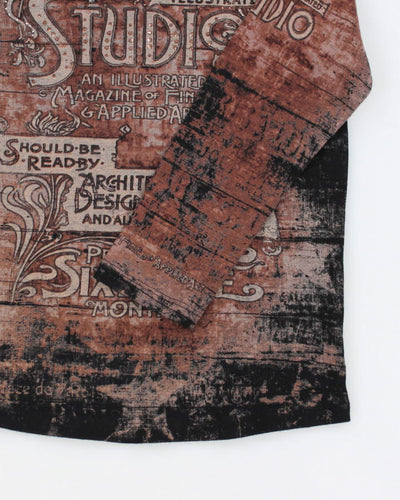 Y2k 00s Skinny Minnie Brown Pattern Top - L