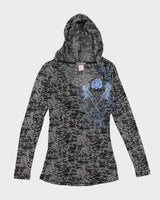 Y2k 00s Active Street Couture Leopard Print Hooded Long Sleeve Top - M