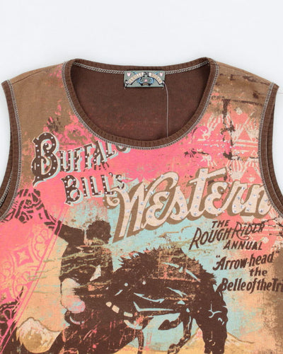 Y2k 00s Cowboy Western Women's Lace Up Top - S