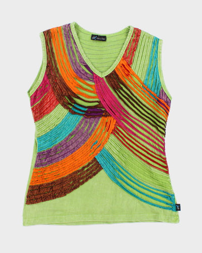 Y2k 00s Slashed Textured Sleeveless Top - L
