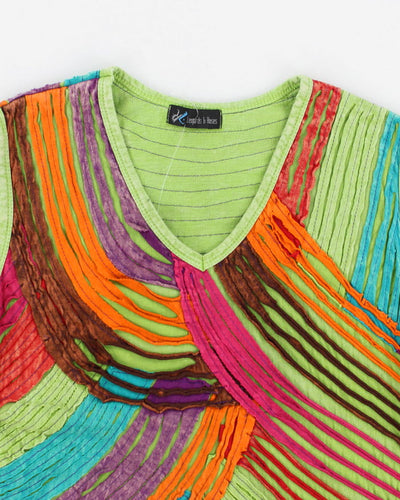 Y2k 00s Slashed Textured Sleeveless Top - L