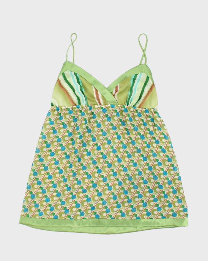 Y2k 00s Le Chateau Green Pattern Cami Top - M