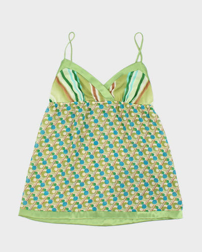 Y2k 00s Le Chateau Green Pattern Cami Top - M