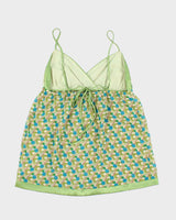Y2k 00s Le Chateau Green Pattern Cami Top - M