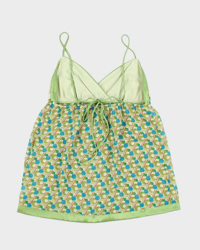 Y2k 00s Le Chateau Green Pattern Cami Top - M