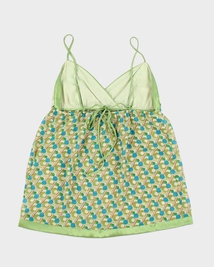 Y2k 00s Le Chateau Green Pattern Cami Top - M