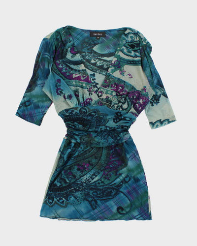 Y2k 00s Karen Kane Blue Mesh Top - M