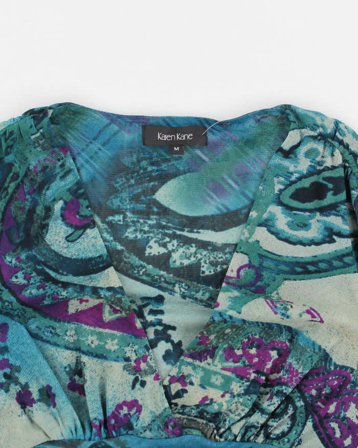 Y2k 00s Karen Kane Blue Mesh Top - M