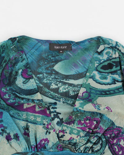 Y2k 00s Karen Kane Blue Mesh Top - M