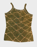 Y2k 00s Embroidered Slashed Cami top - L