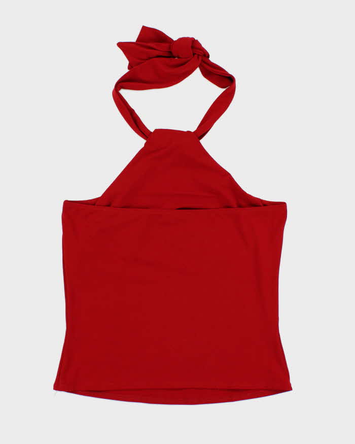 Y2k 00s Jacob Red Halter Neck Top - L