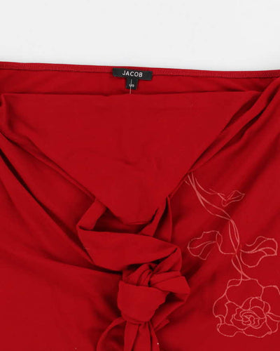 Y2k 00s Jacob Red Halter Neck Top - L