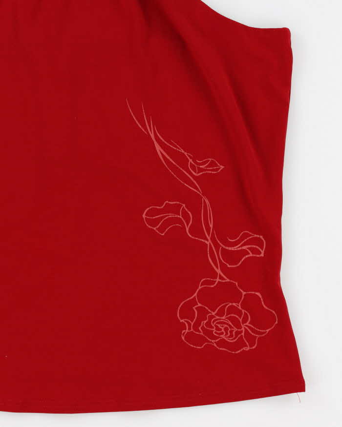 Y2k 00s Jacob Red Halter Neck Top - L