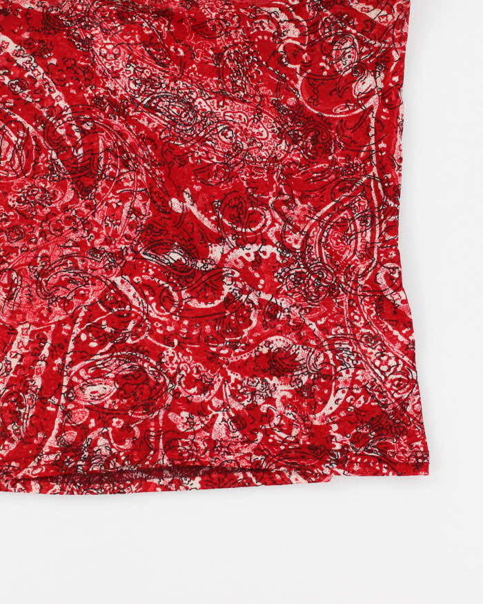 Y2k 00s Suzy Red Paisley Pattern Halter Top - L