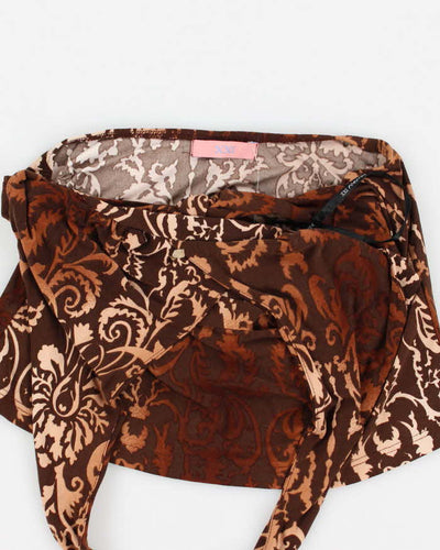 Y2k 00s Brown Halter Neck Top - L