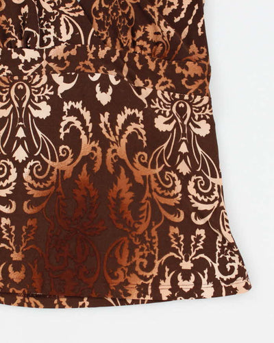 Y2k 00s Brown Halter Neck Top - L