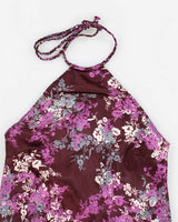 Y2k 00s Le Chateau Floral Purple Halter Top - S