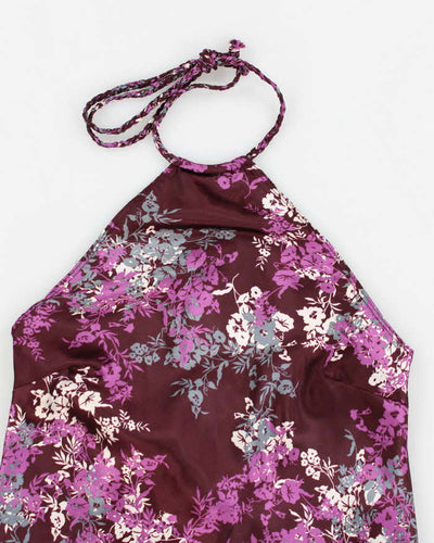 Y2k 00s Le Chateau Floral Purple Halter Top - S