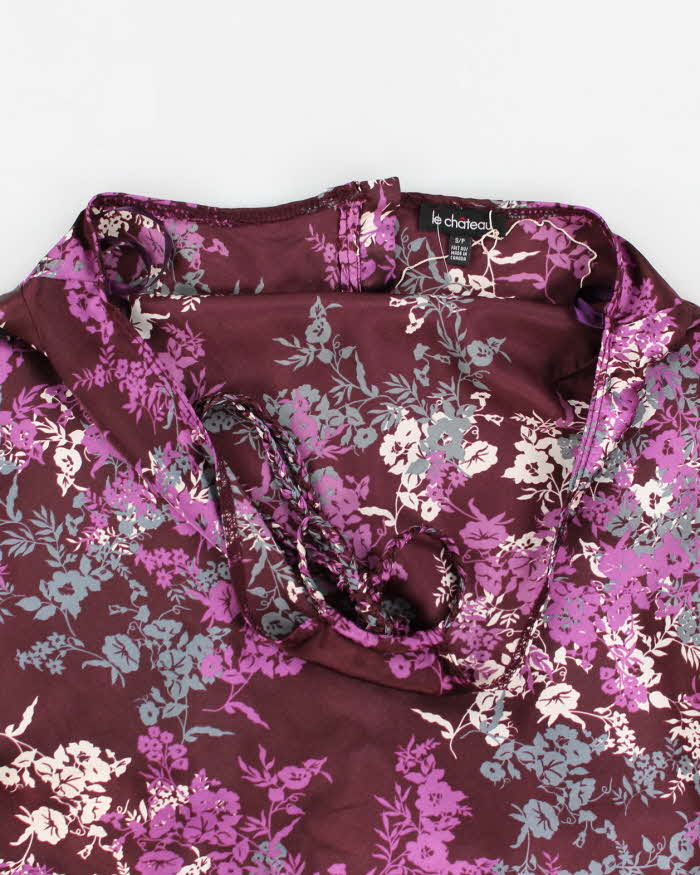 Y2k 00s Le Chateau Floral Purple Halter Top - S