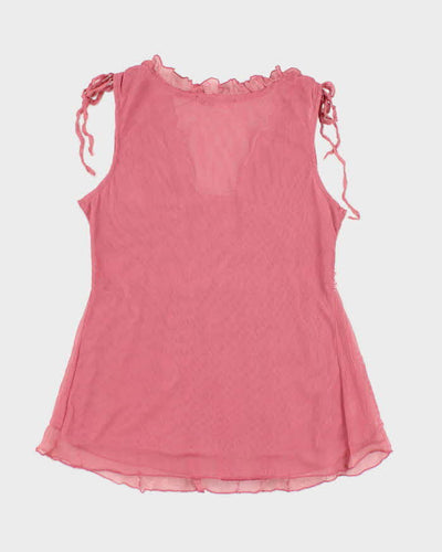 Y2k 00s Pink Mesh Sequin Top - S