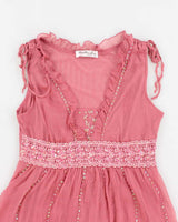 Y2k 00s Pink Mesh Sequin Top - S