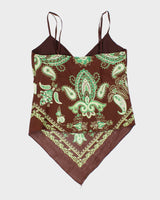 Y2k 00s Dess Brown &amp; Green Bandana Style Top - S