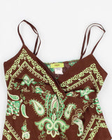 Y2k 00s Dess Brown &amp; Green Bandana Style Top - S